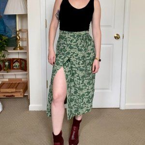 Free People | XS | The Best Green Floral Wrap Skirt